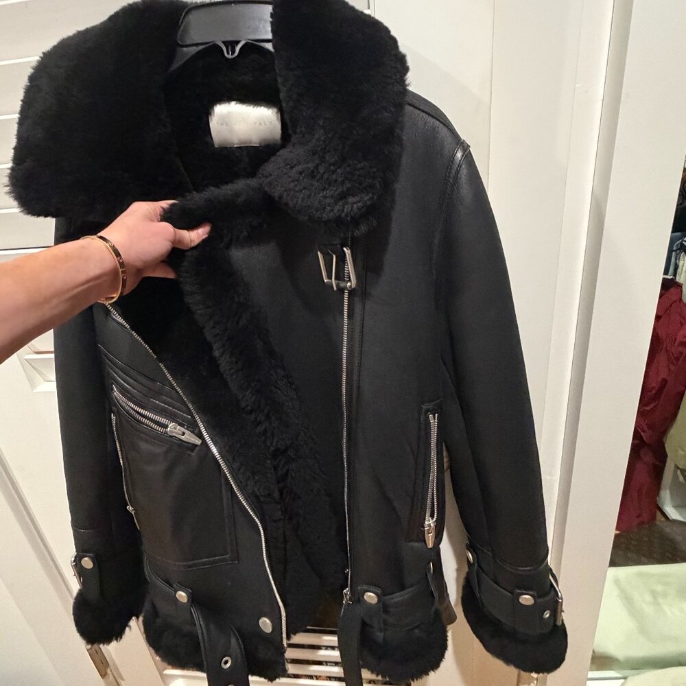 The Arrivals Leather & Shearling Moto Jacket - Picture 3 of 10
